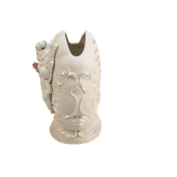 Vintage Precious Moments Angel Vase With Peace Poem Text 1995 Enesco Corp Cerami - Picture 7 of 12